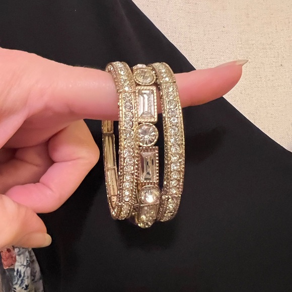 Gold and Crystal 3 Bracelet Set - Picture 4 of 5